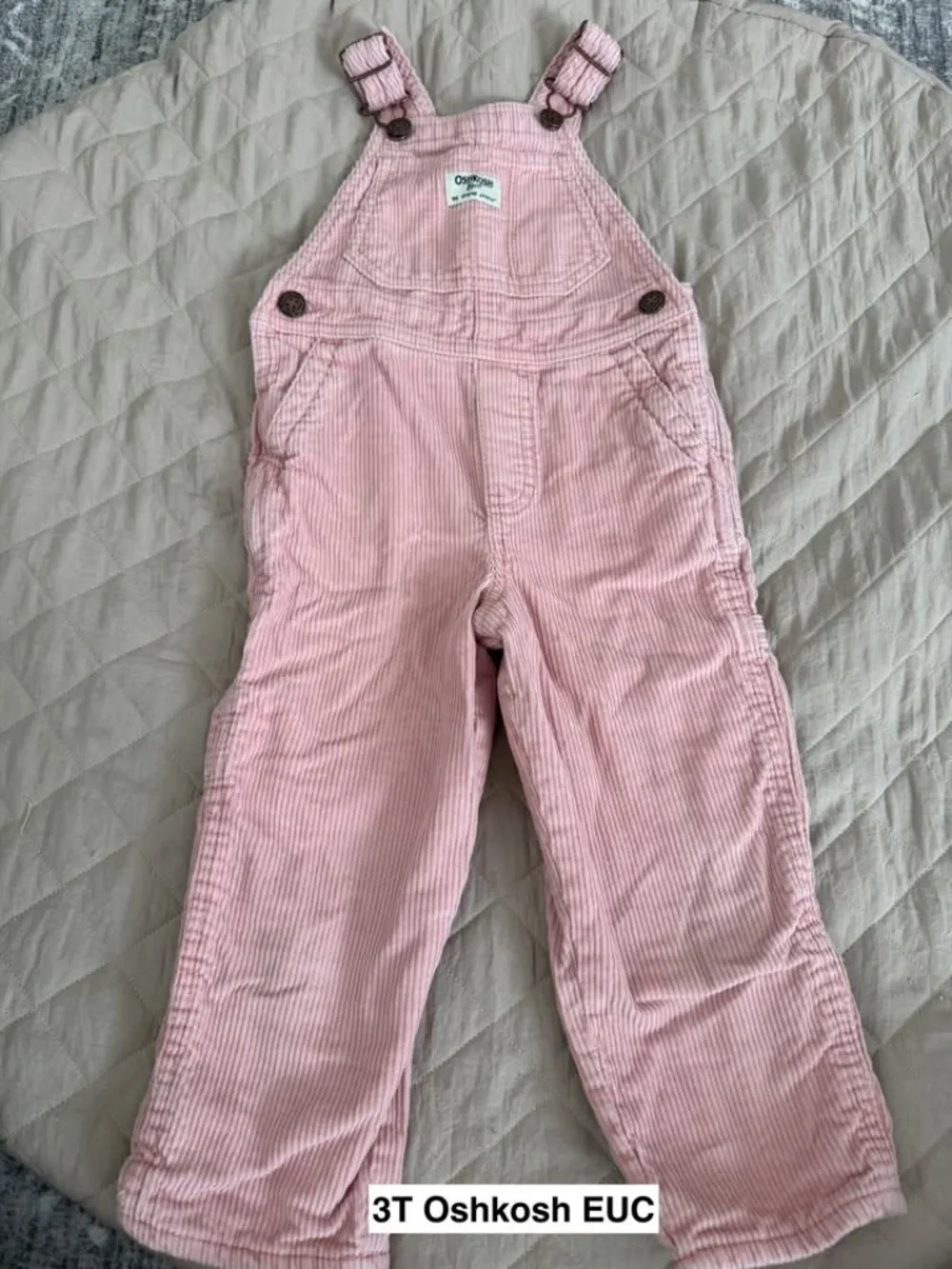 3T Oshkosh B'Gosh Toddler Girl Pink Corduroy Overalls